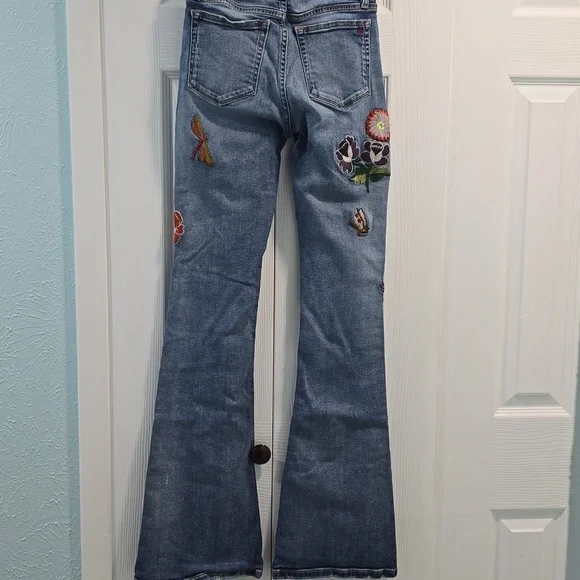 MM Vintage Embroidered Light Blue Denim Flare Jeans - Picture 8 of 14